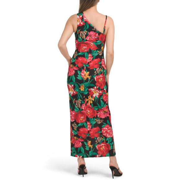 NWT RACHEL ROY Phoenix Floral Asymmetrical One Shoulder Front Slit Maxi Dress - Picture 2 of 5